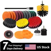 22Pc Car Wheel Tire Rim Scrub Cleaning Brush Drill Kit Wash washing Tool Cleaner