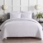 Embroidery Bedspread Coverlet Set Quilt Queen King Super King Size Damask White