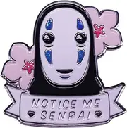 [Pinstant] No-Face No Face Faceless Spirit Ghost Bathhouse Notice Me Senpai Sakura Flower Anime Manga 1.2" Enamel Pin Badge, 1.2 inches, Enamel, enamel