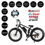 27" Alloy 500W Electric Beach Mountain Bike Ebike Fat Tyre Black Budtrol 27