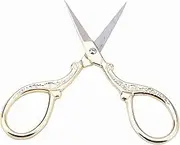 Vintage European Style Scissors,Stainless Steel Premium Tailor Scissors Fabric Scissors,DIY Cross stitch Antique Sewing Shears Dresser Embroidery Tool Small Scissor Art Work Tool (Gold)