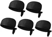 [CATIEBYE] Chef Hats 5pcs Black Chef Turban Hat Kitchen Working Hat Caps for Chef Safe Material
