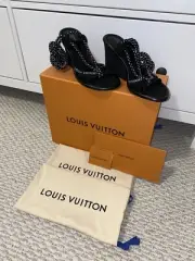 Louis Vuitton Maia Wedges Rope Sandal 9cm Heels Womens Shoes Beautiful Authentic