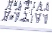 Oisunt 1/16 Metal Aluminum Spare Part Set for Hyper Go/BEZGAR/Jetwood RC Car Upgrades, Alloy Replacement Accessory Kit (Gray)