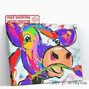 Paint By Numbers Kit Cow Animal Abstract Canvas Art Beginner Acrylic Kids Framed
