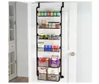 6-Tier Over The Door Hanging Storage Baskets Pantry Organizer Rack for Kitchen