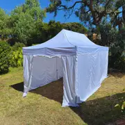 Premium 3X6m HEX 40 Aluminum Folding Gazebo Marquee Pop Up Garden Outdoor Canopy White Carry Bag