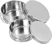 Totority 4Pcs Stainless Steel Camping Pot and Pan Set Outdoor Cookware with Non Stick Surface Easy to Clean Stackable Design for Cooking and Serving for Picnics and Camping Trips