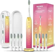 Wagner Stern Ultrasonic whitening Toothbrush with Pressure Sensor. 5 Brushing Modes and 4 Levels of Intensity, 8 Soft bristles, Travel case.