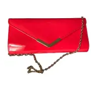 NWT Aldo Coral Clutch Faux Patent Leather Gold Chain Detachable Shoulder Strap