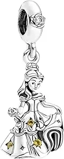 [Generic] Beauty and the Beast Belle Dangle Charm Jewellery in Sterling Silver 925 Compatible with Pandora Charms,and Many Other UK Charm Bracelets., Metal