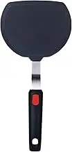 Silicone Pancake Spatula | Wide Beveled Edge Flipper with Stainless Steel Curved Handle | Heat Resistant Non-Stick Cooking