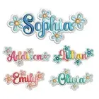 Embroidered Custom Daisy Name Iron On Patch, Colorful Flower Name Patch Custom