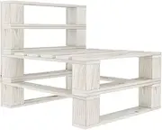 Garden Pallet Middle Sofa, Solid Pinewood, White Finish, Durable Outdoor Patio Furniture for Relaxing