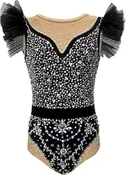 [Zagitova] Rhythmic Gymnastics Leotards for Women Crew Neck Gymnastics Activewear Sleeveless Dance Jumpsuit Shiny Diamond