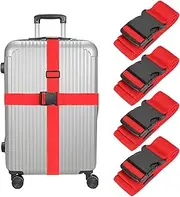 uxcell Luggage Straps with Quick-Release Buckle Adjustable Suitcase Belt Strap for Suitcase Briefcase Backpack Travel, Red, Pack of 4