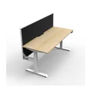 Single Sided Workstation With Screen Natural Oak And White