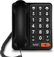 Wall-Mounted Fixed Home and Office Phone with Loud Sound and Big Buttons for Elderly and One Touch Dialing ABS, Black