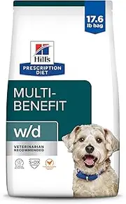 [HILL'S PRESCRIPTION DIET] w/d Multi-Benefit Digestive/Weight/Glucose/Urinary Management Chicken Flavor Dry Dog Food, Veterinary Diet, 17.6 lb. Bag