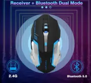 Wireless Rechargeable Gaming Mouse With Bluetooth and USB, Mute Ergonomic Mouse