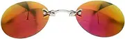 [Generic] Retro Round Clip-On Nose Sunglasses, Classic Vintage Rimless Design for Men & Women Lightweight and Adjustable, Perfect for Driving, Cosplay, 90s Fashion (Red)