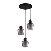 Interior Black Smoke Ellipse Glass Shape 3 Light Cluster Pendant - CHAMPAN2X3R