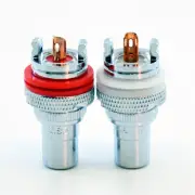 50pcs Rhodium Brass RCA Female Socket Chassis Connector Phono Amp Audio Plug