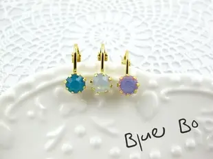 ~*BlueBo*~Korea  韓國飾品 超質感單顆蛋石+珍珠夾式耳環  大力丸夾式耳環