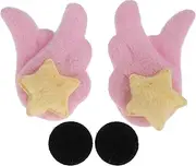 X AUTOHAUX Motorcycle Helmet Accessories Decoration Double-Layer Star Wings for Motorcycle Bicycle Skiing Helmets Pink Fabric Sticker 1 Set