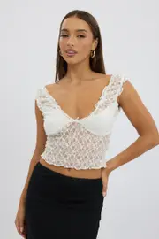 White Lace Top Sleeveless - Size 16XL, Women's Top