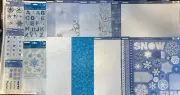 TPC Studios Winter Blues Beautiful Shimmer Glitter Papers Scrapbooking Kit