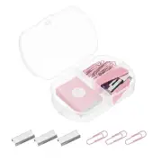 Stapler Set, Desktop Office Stationery Stapler with Staples Clips, Pink