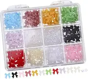 PAMINGONO Nail Charms Nail Art Decorative Bows and Pearls Compartment Box Stylish Accessories for Professional Home Use