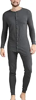 COLORFULLEAF Men's Cotton Thermal Underwear Union Suits Henley Onesies Base Layer