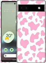 [GlamCase] for Google Pixel 6A 5G, Google Pixel 6A 5G Case - Cow Skin Pink Pattern Design Printed Slim & Sleek Cute Hard Plastic Snap on Protective Designer Back Phone Case/Cover for Pixel 6A 5G