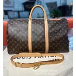 二手精品 路易威登 LV KEEPALL 字紋 旅行袋 行李袋 手提包 附背帶 M41416 50CM