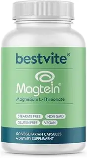 Magtein Magnesium L-Threonate Capsules - 2000mg per Serving (120 Vegetarian Capsules) - Patented and Bioavailable Magnesium - No Stearates - No Fillers - Vegan - Non GMO - Gluten Free