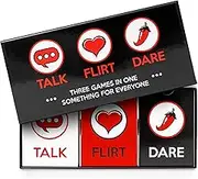 Fun and Romantic Game for Couples: Date Night Box Set with Conversation Starters, Flirty Games and Cool Dares - Choose from Talk, Flirt or Dare Cards for 3 Games in 1 - Lovely Date Activity!