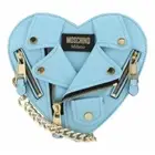 SS22 MOSCHINO Couture Jeremy Scott Turquoise Heart Leather Biker Jacket Bag