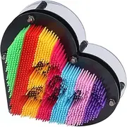 3D Pin Art Board Toy, Colourful Plastic Pin Art Board 3D Three Dimensional Heart Shaped Rainbow Clone Hand Model Needle PaintingArt Toys Sculpture for Children Kids
