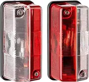 Set of 2 Red/White Outline Lights Position Light Side Marker Light with Bulbs for Motorhome, Caravan and Trailer
