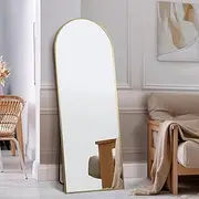 Oikiture Full Length Mirror 180 x 70cm Arch Floor Mirror Standing Mirror for Home Entry and Living Room, Gold