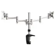 Brateck Dual Monitor Elegant Aluminium w/Arm & Desk Clamp Silver 13"-27" VESA AU
