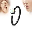Piercing Ear Nose Ring Black Opal White