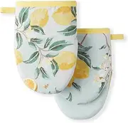 Martha Stewart Lemon Whimsy Mini Oven Mitt 2-Pack Set, Yellow, 5.5"X8"