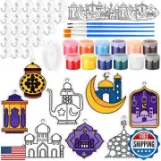 Cholemy 24 Sets Eid Al Fitr Sun Catcher Kit Include Suncatcher Craft with Pai