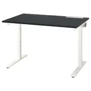 MITTZON desk, black stained ash veneer/black white, 120x80 cm