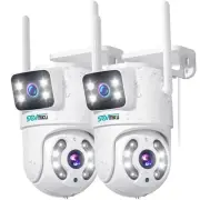 2WS318【Dual Lens Linkage】【Plug-in Cable】 6MP Pan/Tilt Security Camera Outdoor...