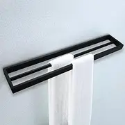 ACA International Aesthetic Bathroom Double Towel Bar for Wall Mount, 600mm Towel Holder Rack Space Saving, Stylish Minimal Rail to Modern Bathroom Decor Stainless Steel (Matt Black)