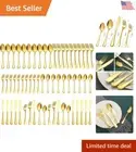 Gold Silverware Set for 12, 60 Pieces Stainless Steel Shiny Gold Flatware Set...